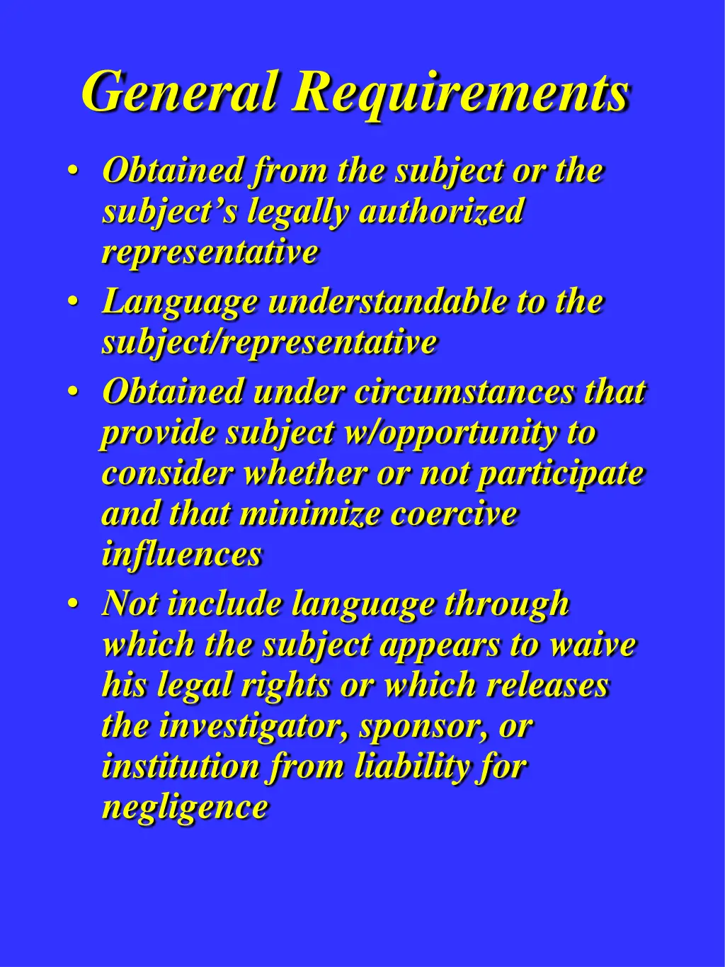 general requirements