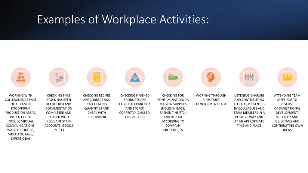 examples of workplace activities