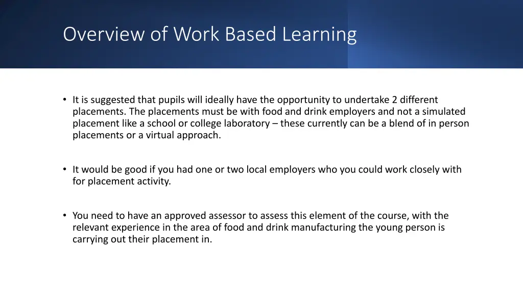 overview of work based learning