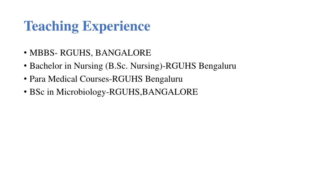 teaching experience