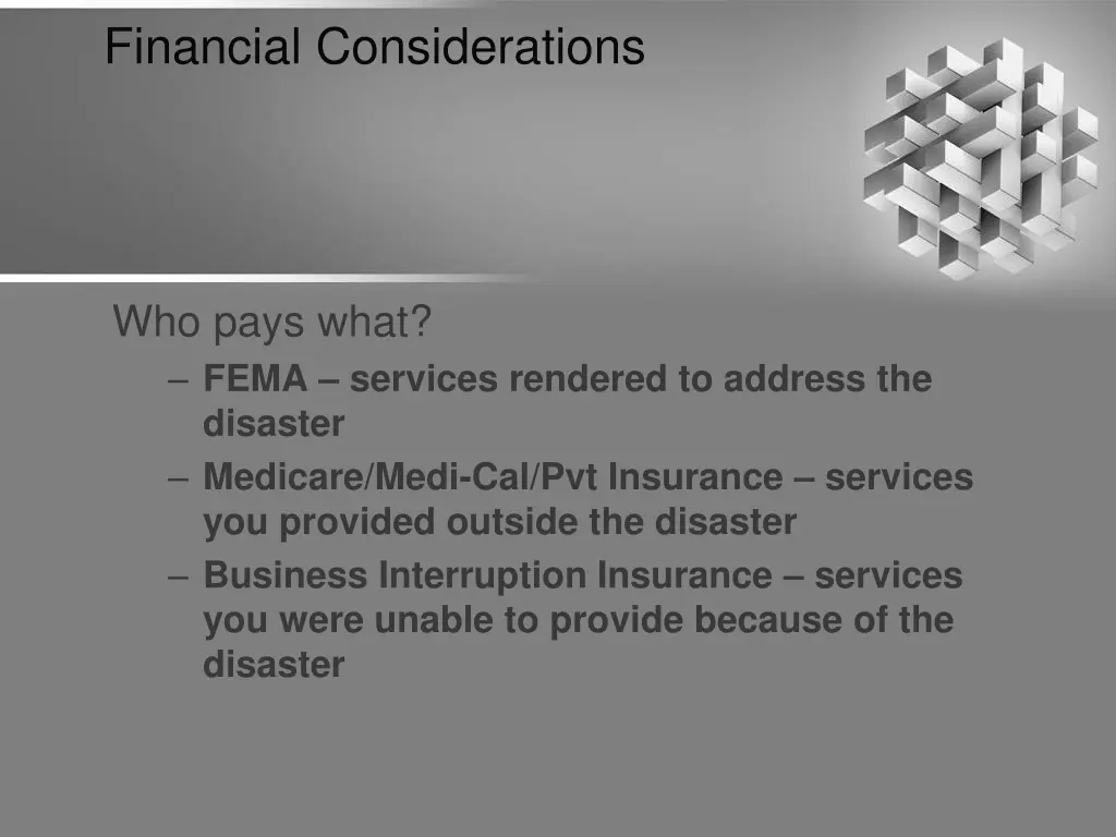 financial considerations