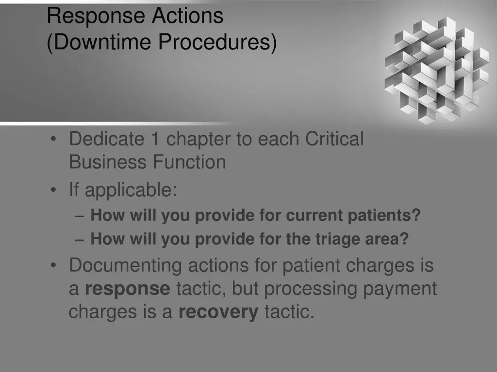 response actions downtime procedures 1