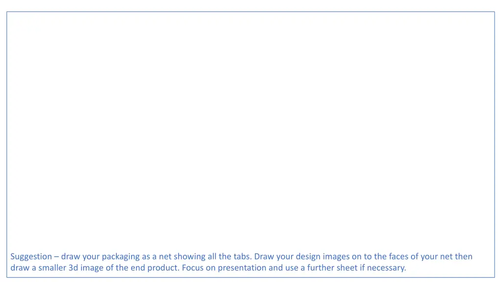 suggestion draw your packaging as a net showing