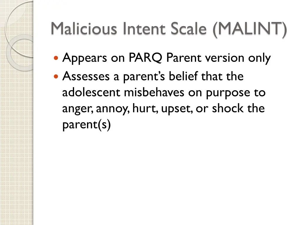 malicious intent scale malint