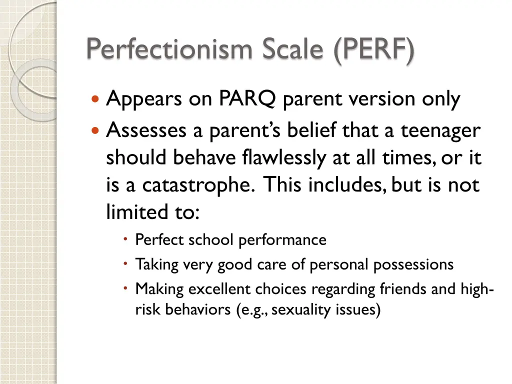 perfectionism scale perf