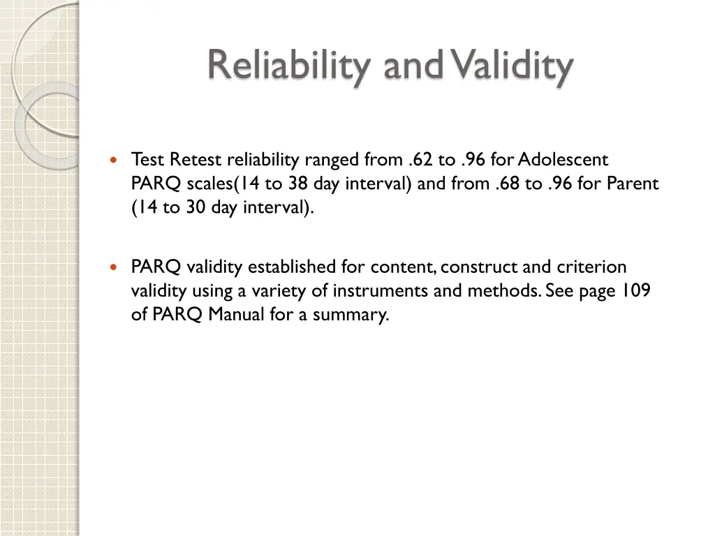reliability and validity