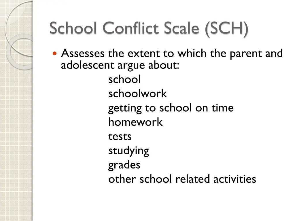 school conflict scale sch