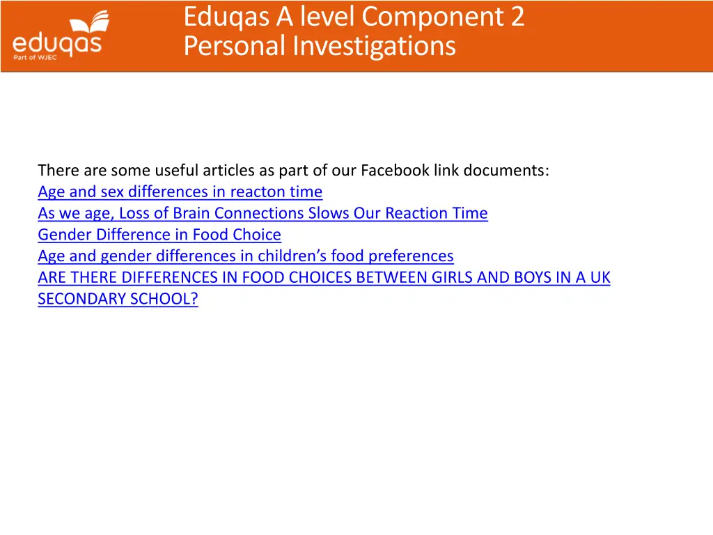 eduqas a level component 2 personal investigations 3