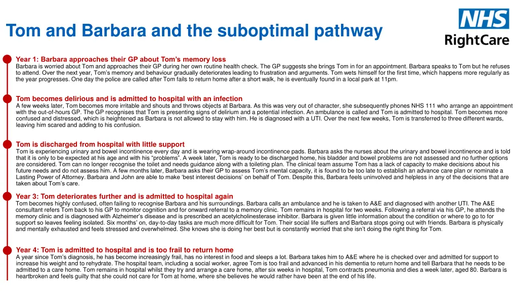 tom and barbara and the suboptimal pathway