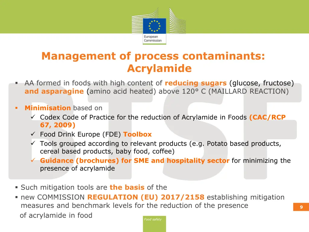 management of process contaminants acrylamide