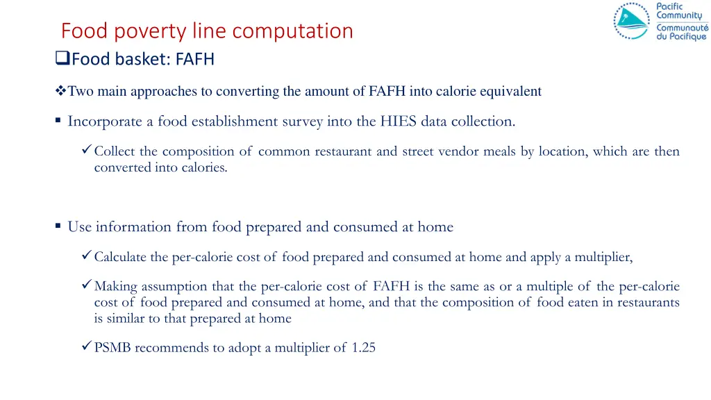 food poverty line computation food basket fafh