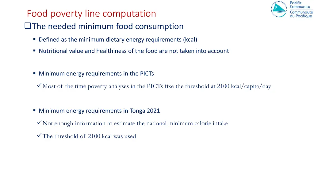 food poverty line computation the needed minimum