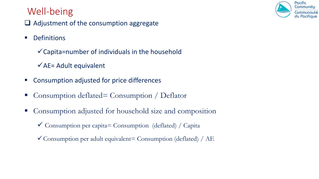 well being adjustment of the consumption aggregate