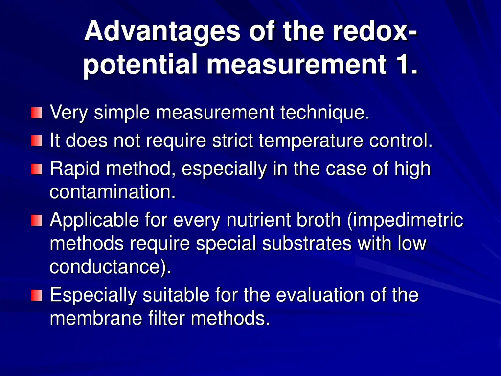 advantages of the redox potential measurement 1