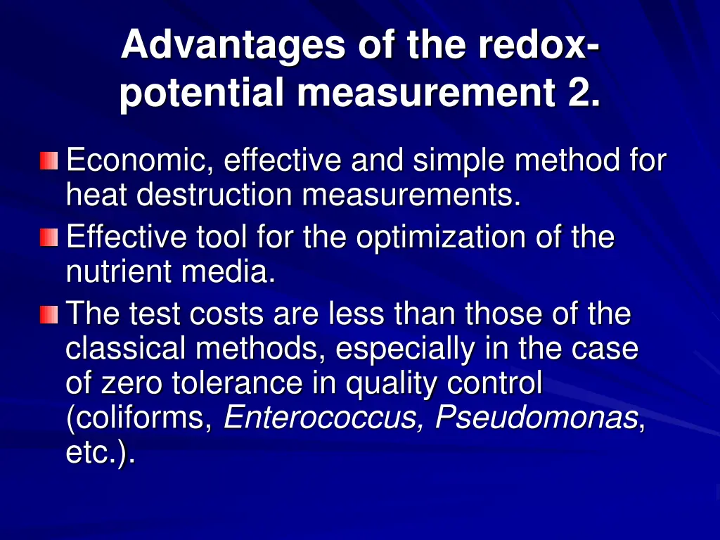 advantages of the redox potential measurement 2