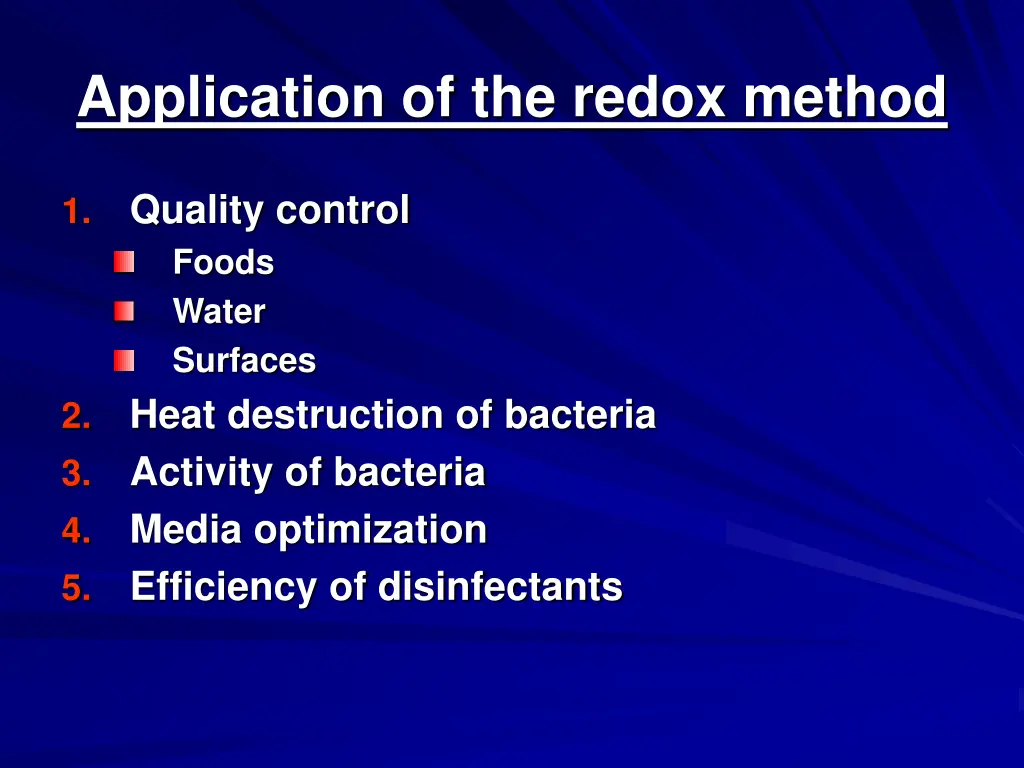 application of the redox method