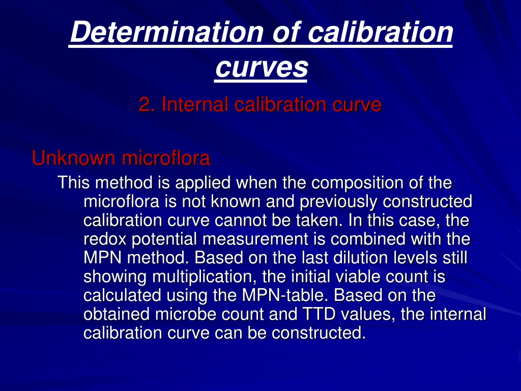 determination of calibration curves 2 internal