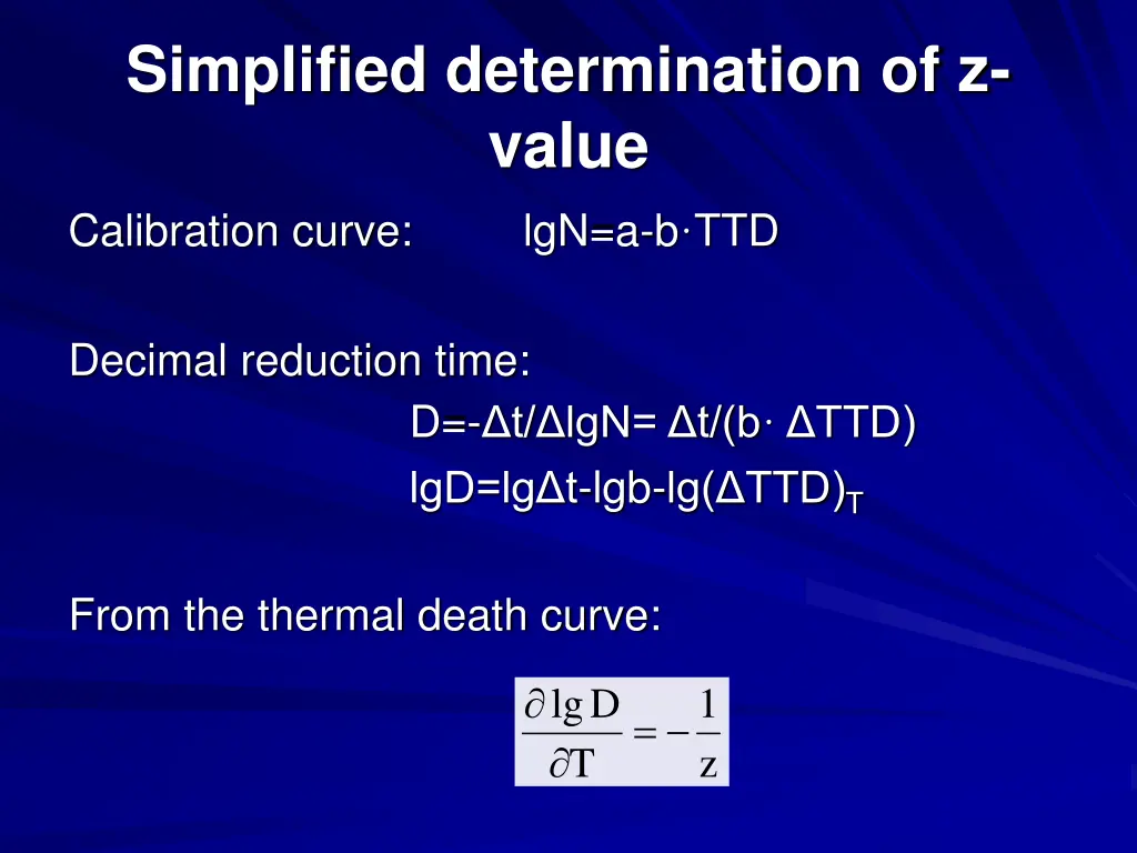 simplified determination of z value calibration
