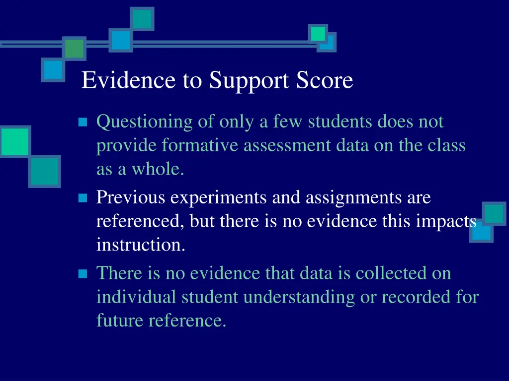evidence to support score 10