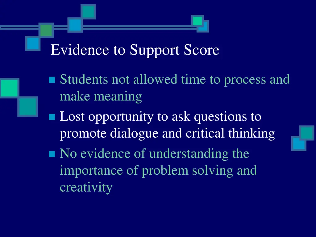 evidence to support score 3