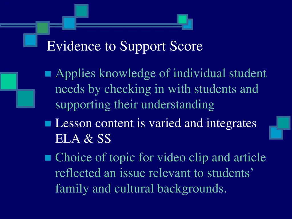 evidence to support score 6