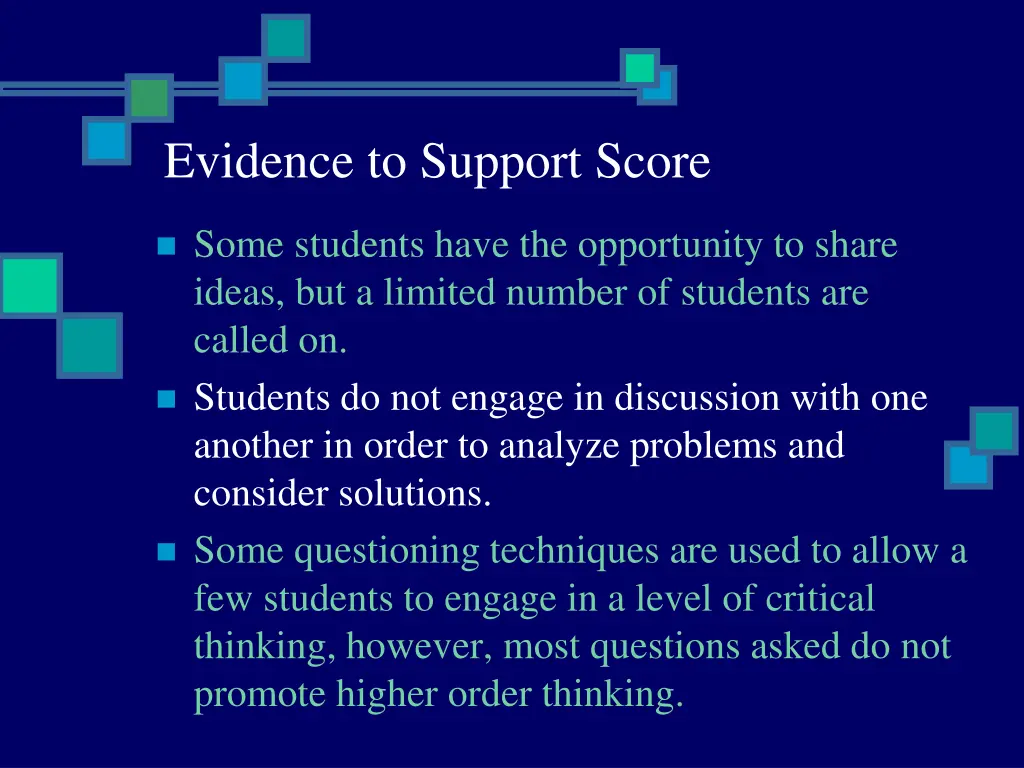 evidence to support score 9