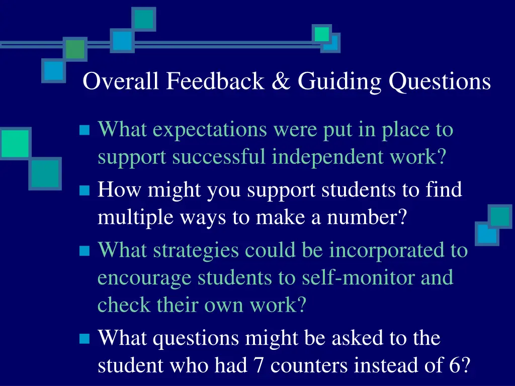 overall feedback guiding questions