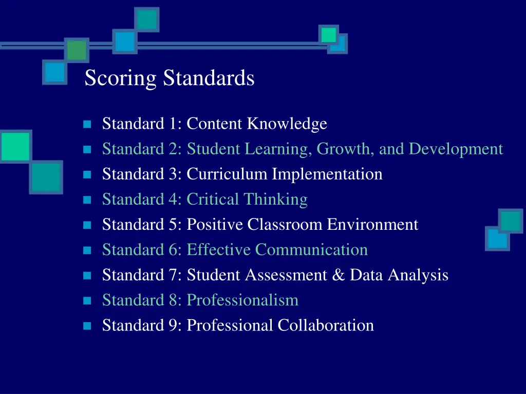scoring standards