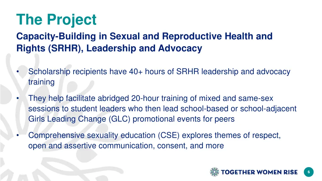 the project capacity building in sexual