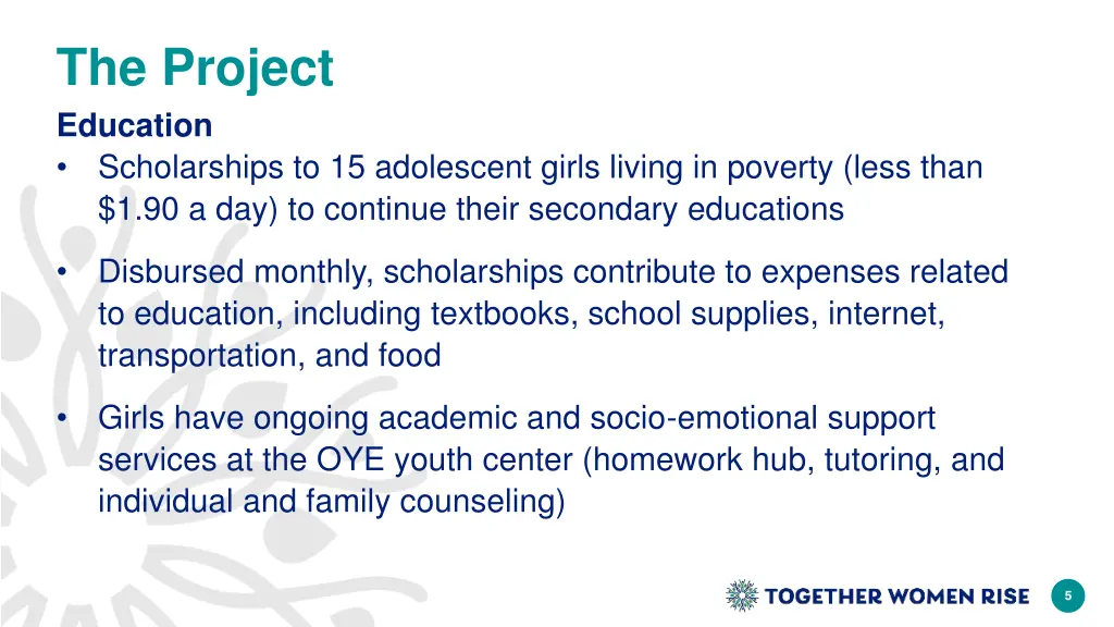 the project education scholarships