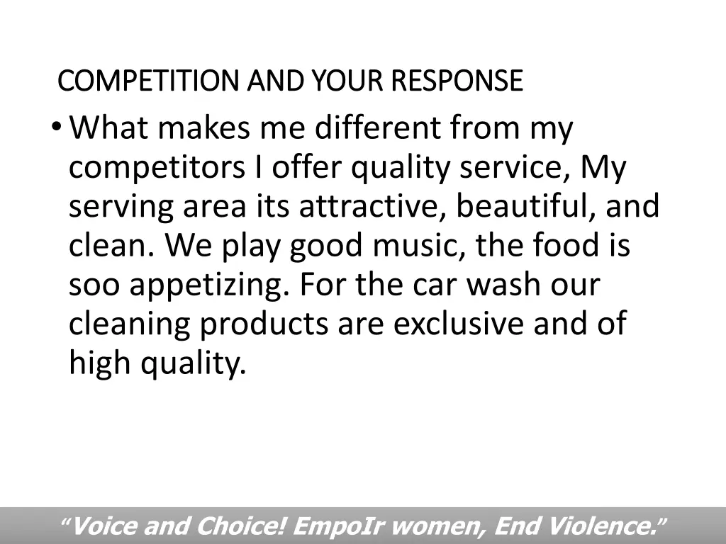 competition and your response competition