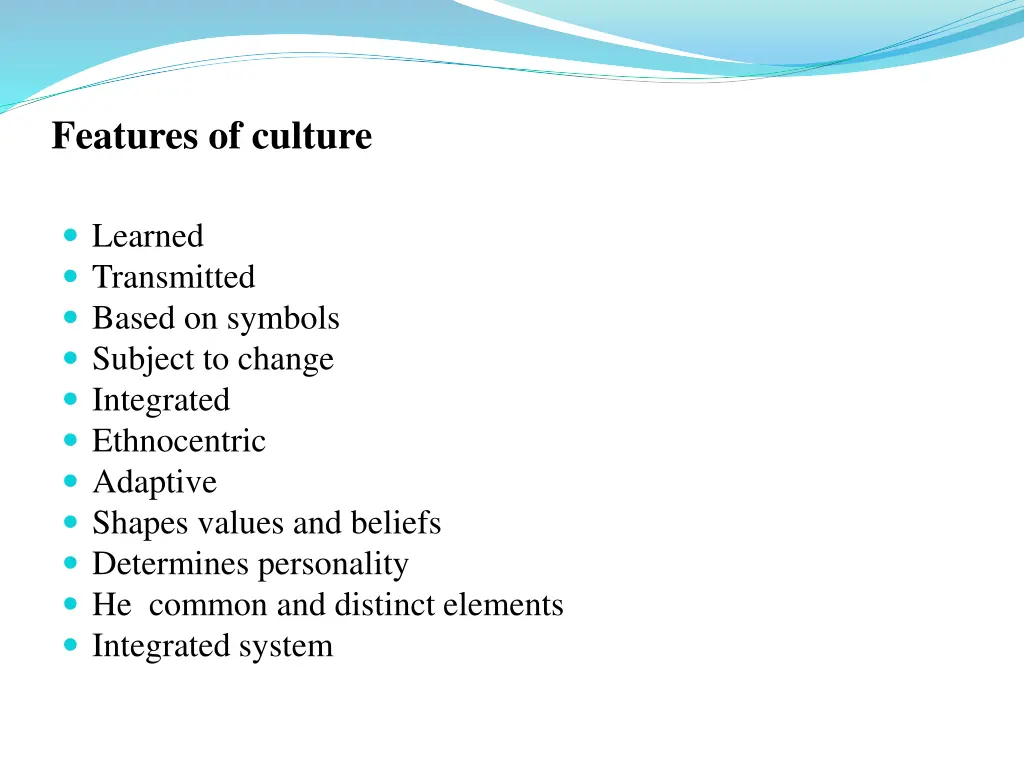 features of culture