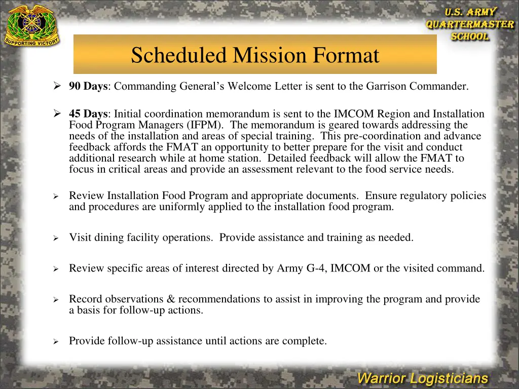 scheduled mission format