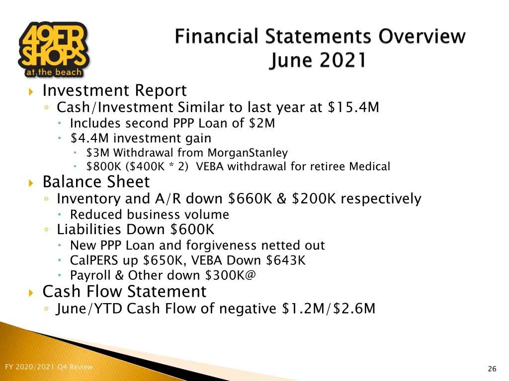 investment report cash investment similar to last