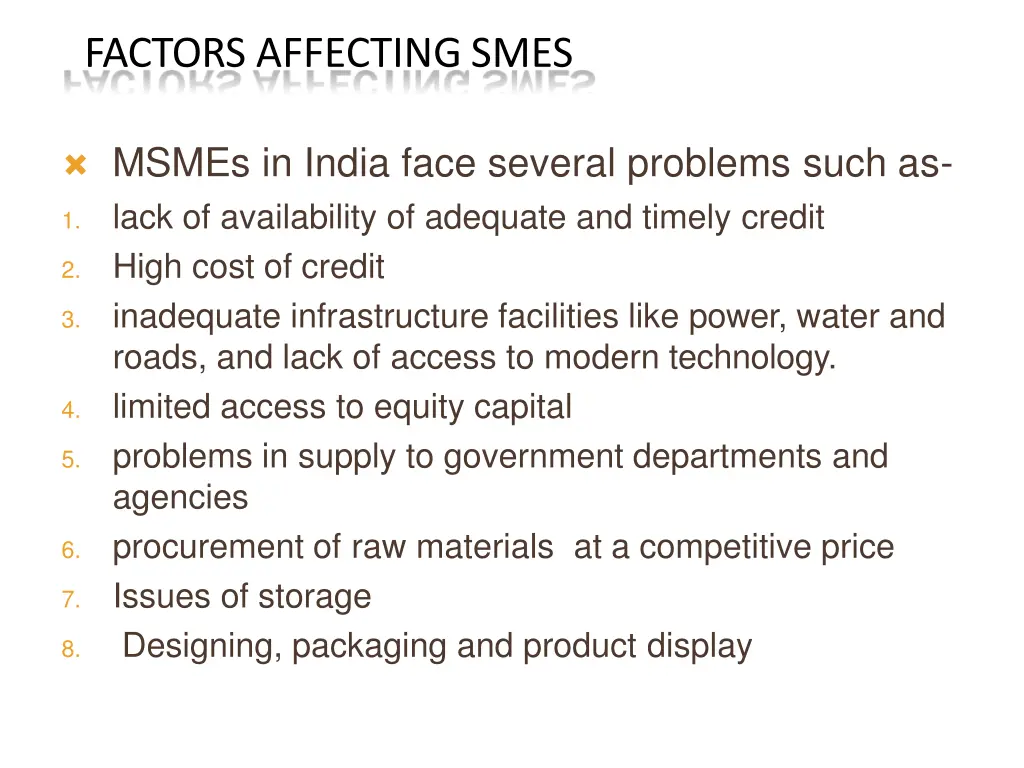 factors affectingsmes