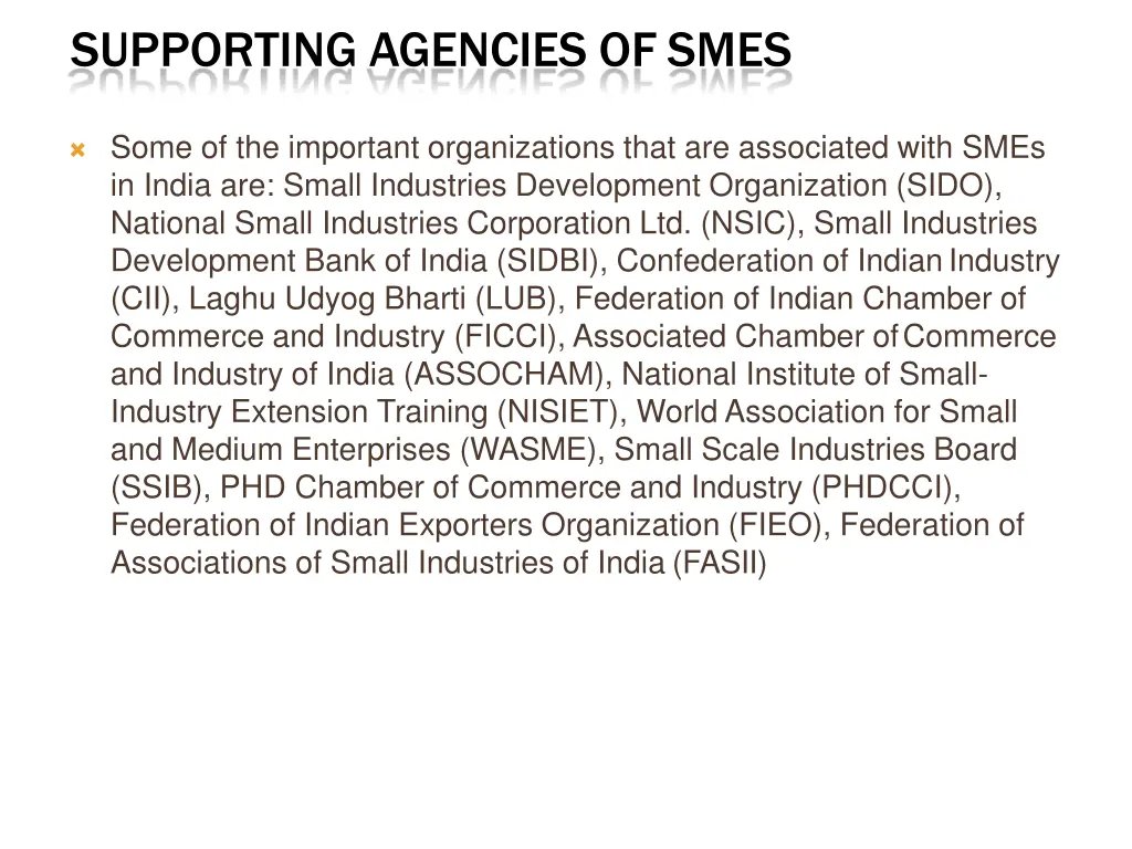 supporting agencies of smes