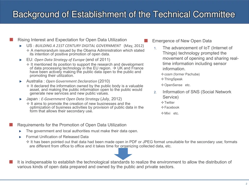 background of establishment of the technical