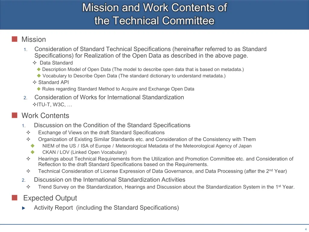 mission and work contents of the technical