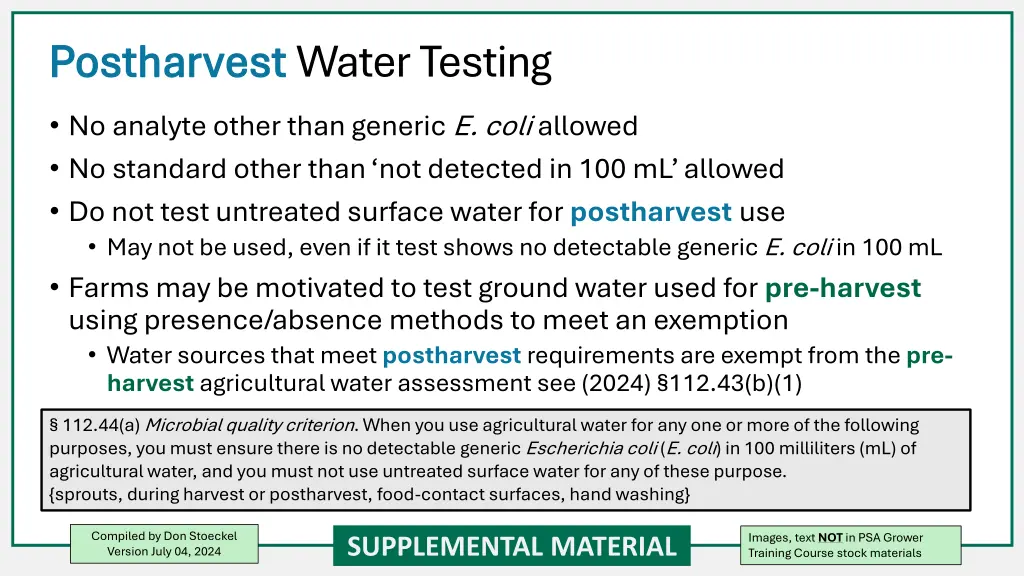 postharvest postharvest water testing