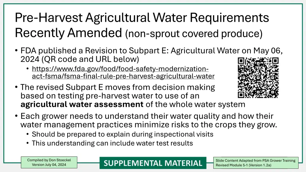 pre harvest agricultural water requirements