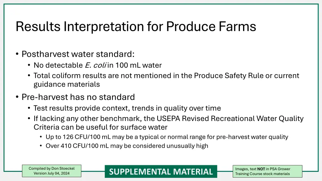 results interpretation for produce farms