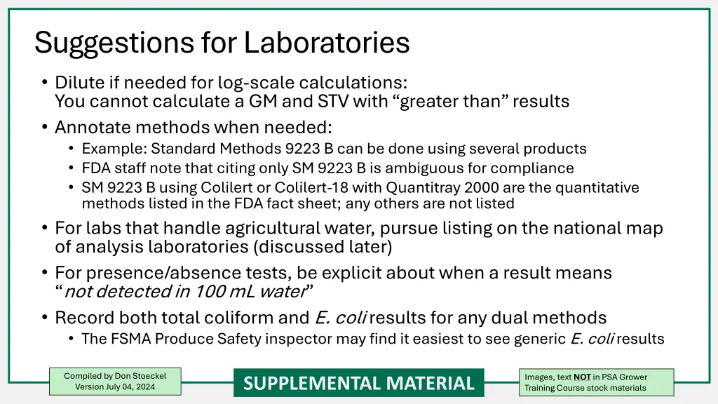 suggestions for laboratories dilute if needed
