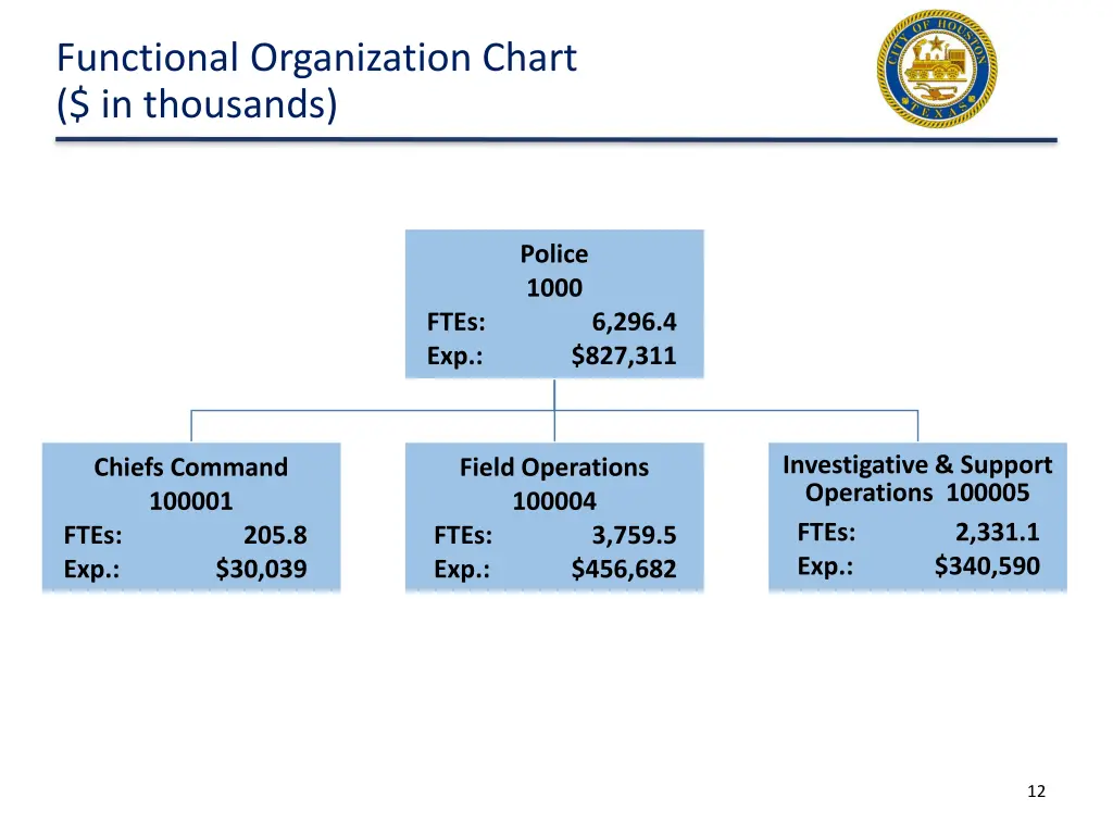 functional organization chart in thousands