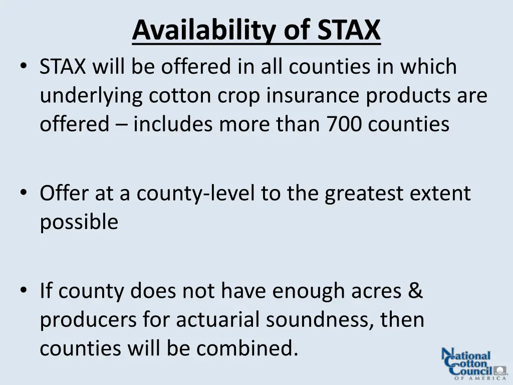 availability of stax stax will be offered