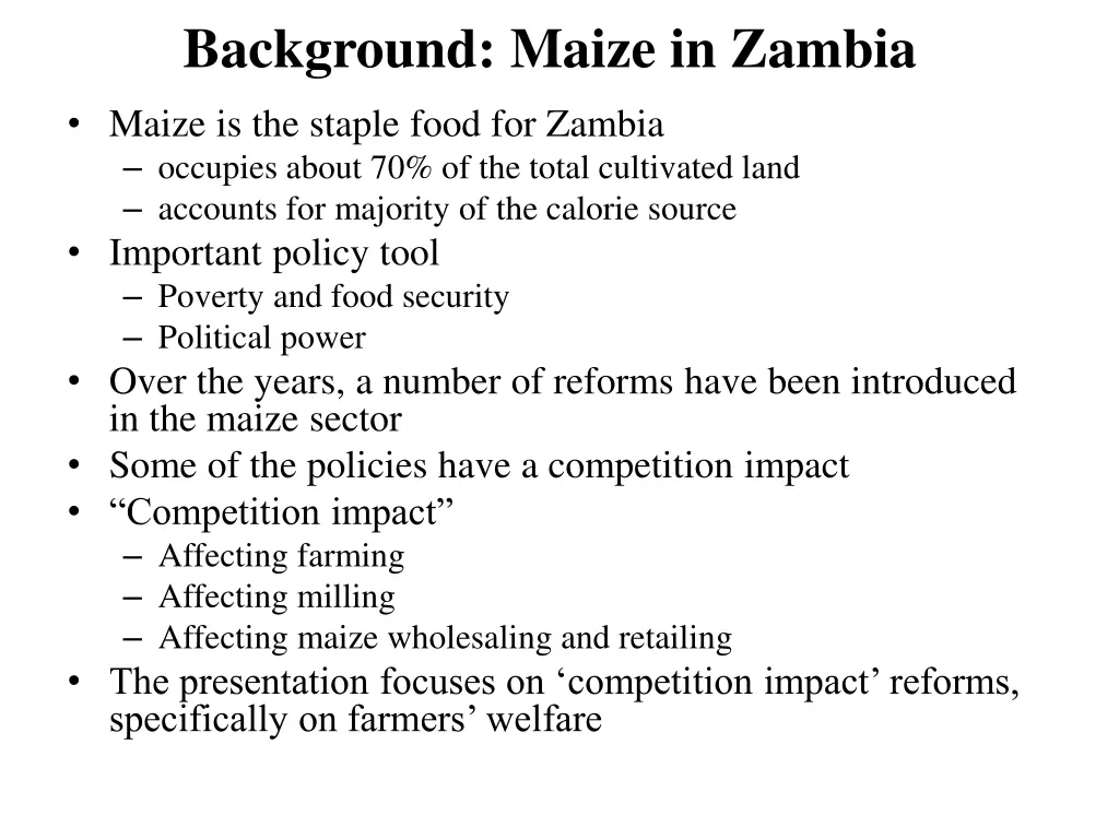 background maize in zambia