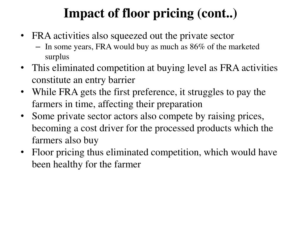 impact of floor pricing cont