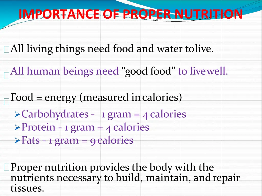 importance of proper nutrition