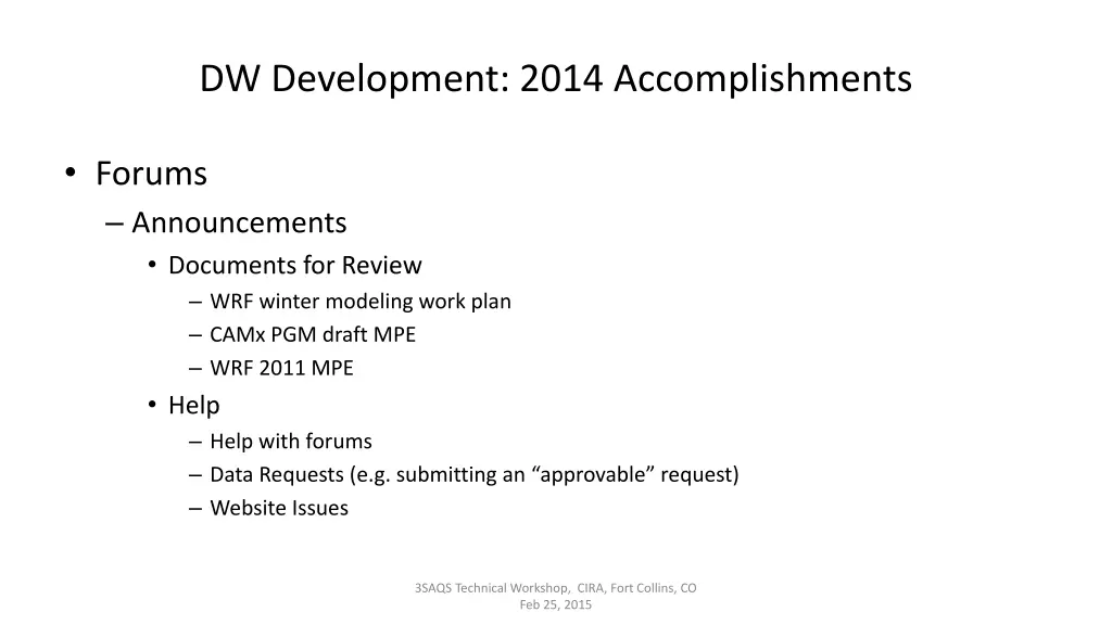 dw development 2014 accomplishments 3