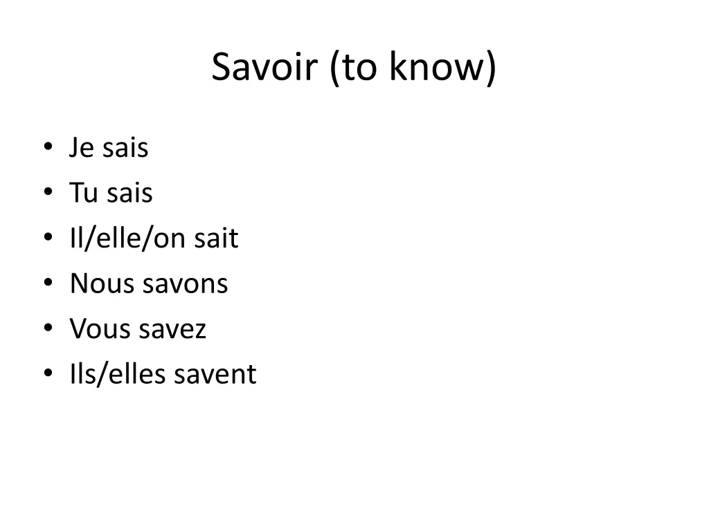 savoir to know