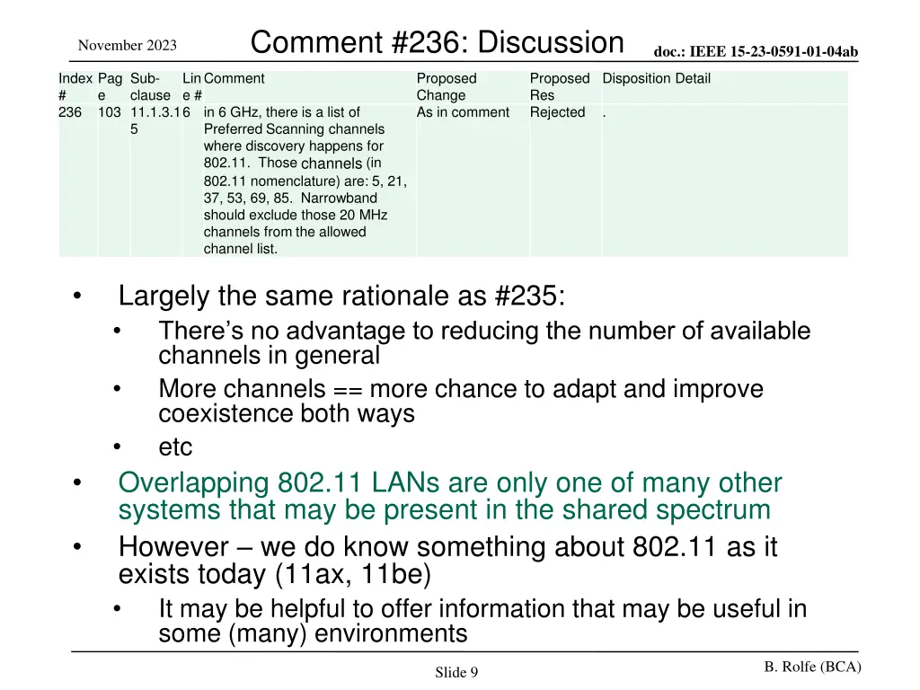 comment 236 discussion